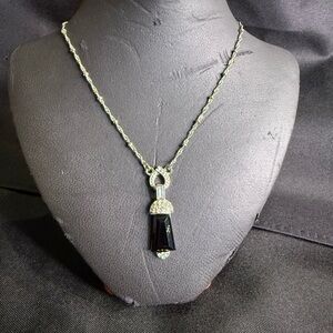 Elegant Silver and Black Pendant Necklace